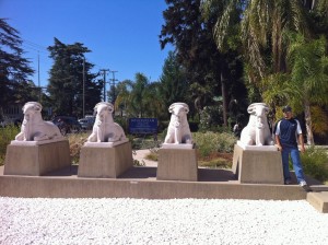 Museum statues and signage