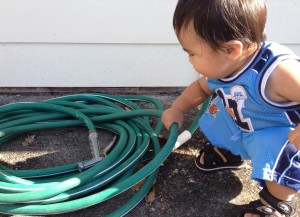 Playing with the water hose